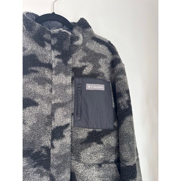 Columbia Panorama Camo Print Fleece Long Midi Coat - Gray/Black, Small - Picture 3 of 8